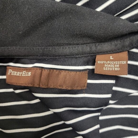 PERRY Ellis Men's Stripped Polo Short Sleeve Shirt.  Size Large - Picture 8 of 8